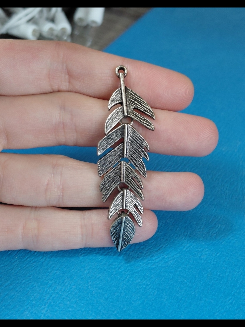 Vintage Moving Cascade Feather Decorative Pin Brooch Made From Upcycled Earring